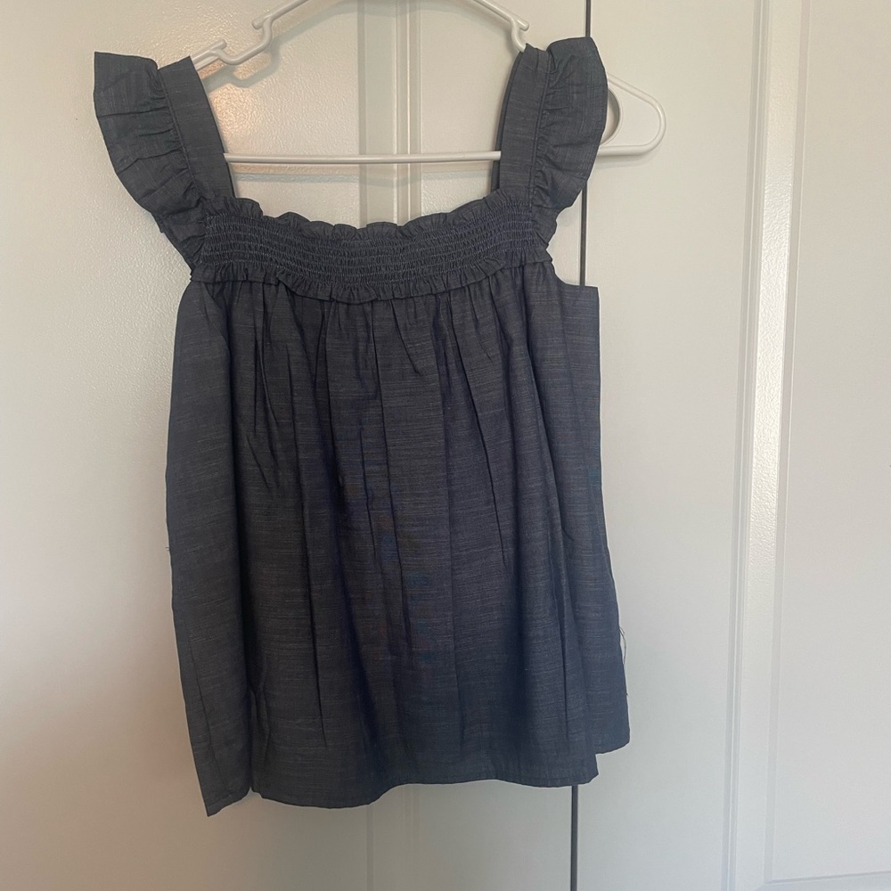 NWT Janie and Jack Chambray  Ruffle Top